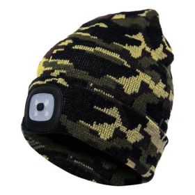 LED Knit Hat Button Cell Type Knitted Hat With Light Glowing (style: B, Color: Camouflage green)