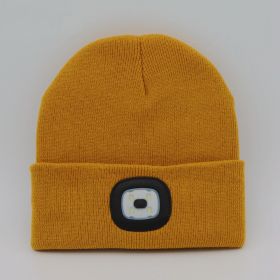 LED Knit Hat Button Cell Type Knitted Hat With Light Glowing (style: C, Color: Yellow)