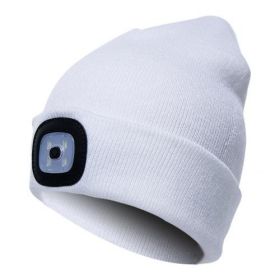 LED Knit Hat Button Cell Type Knitted Hat With Light Glowing (style: B, Color: White)