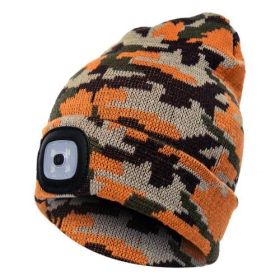 LED Knit Hat Button Cell Type Knitted Hat With Light Glowing (style: B, Color: Camouflage gold)