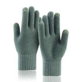 Men Winter Gloves Imitation cashmere Two Layer Causal Adult Gloves Male Mitten Thicken Wool Cashmere Autumn (Color: Green, Gloves Size: One Size)