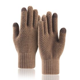Men Winter Gloves Imitation cashmere Two Layer Causal Adult Gloves Male Mitten Thicken Wool Cashmere Autumn (Color: Coffee, Gloves Size: One Size)