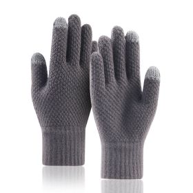 Men Winter Gloves Imitation cashmere Two Layer Causal Adult Gloves Male Mitten Thicken Wool Cashmere Autumn (Color: Gray, Gloves Size: One Size)