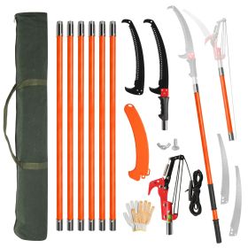 26ft Manual Pole Saw, Lightweight Tree Trimmers Long Handle Pruner Set, Sharp Steel Blade and Scissors Pole Saw for Trimming Palm, Pear Tree, Fir (Color: as picture)