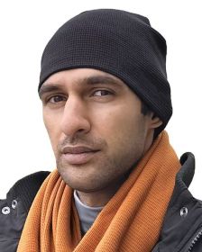 Bayside 3835 8" Thermal Beanie (Color: Black, size: OS)